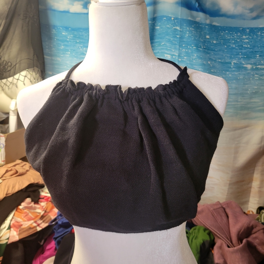 Free‎ People NWOT Black Tie Back Halter Top Size XS